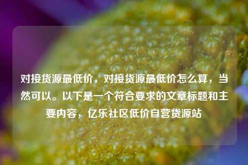对接货源最低价	，对接货源最低价怎么算，当然可以。以下是一个符合要求的文章标题和主要内容，亿乐社区低价自营货源站  第1张
